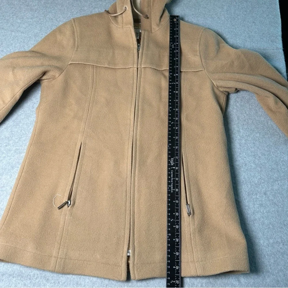 Talbots Women's Small Petites Camel Wool Blend Hooded Zip Up Jacket Coat - Picture 5 of 12